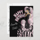 Happy Birthday Diva Girl | DIY Name | Rosa Ankündigungspostkarte (Vorne/Hinten)