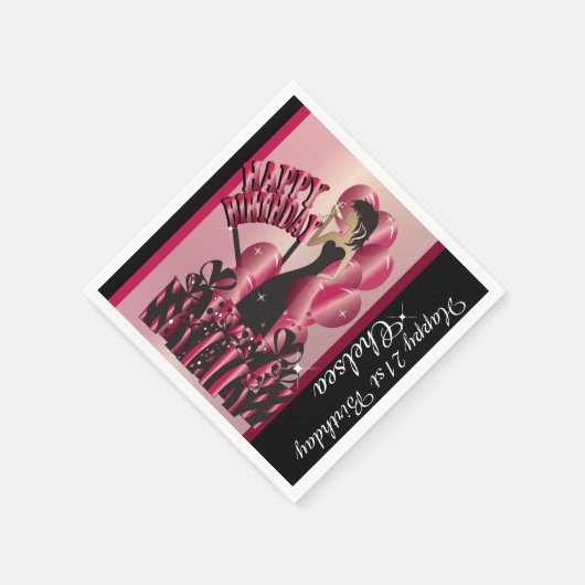 Happy Birthday Diva Girl | DIY Name | Ruby Red Serviette (Ecke)