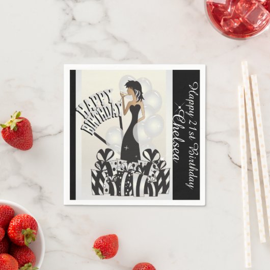 Happy Birthday Diva Girl | DIY Name | weiß Serviette (Beispiel)