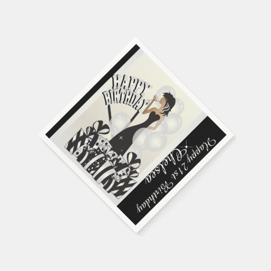 Happy Birthday Diva Girl | DIY Name | weiß Serviette (Ecke)