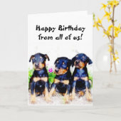 Happy Birthday Doberman Welpen Grußkarte Karte (Gelbe Blume)
