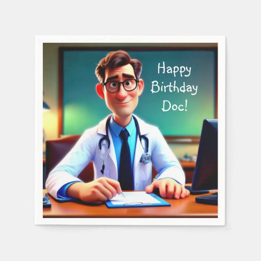 Happy Birthday Doc Serviette (Vorderseite)