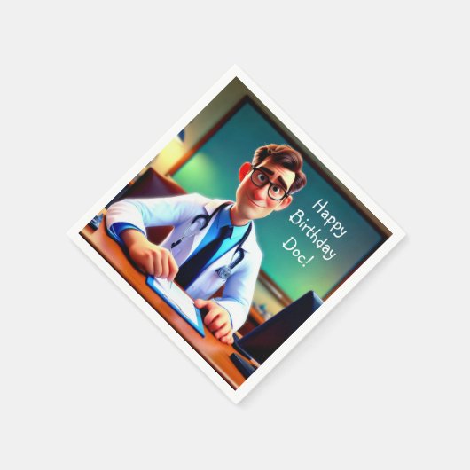 Happy Birthday Doc Serviette (Ecke)