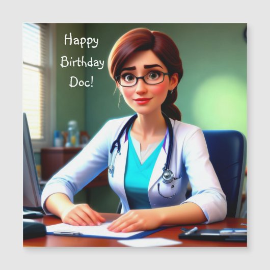 Happy Birthday Doctor Magnetic Card Magnetkarte (Vorderseite)