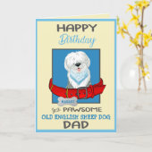 Happy Birthday Dog Daddy Old English Sheep Dog Karte (Gelbe Blume)