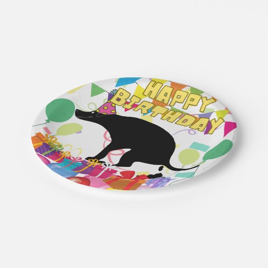 Happy Birthday Dog Pappteller (Schrägansicht)