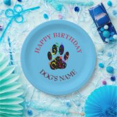 Happy Birthday Dog Paw Confetti Pappteller (Party)