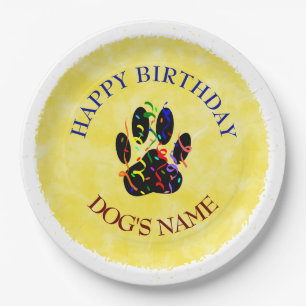 Happy Birthday Dog Paw Confetti Pappteller