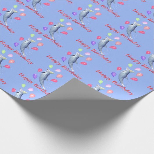 Happy Birthday Dolphin Geschenkpapier (Ecke)