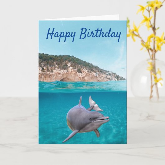 Happy Birthday Dolphin Lover Karte (Gelbe Blume)