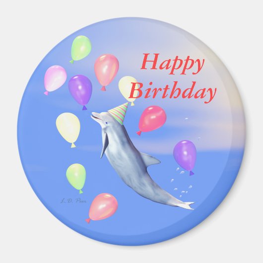 Happy Birthday Dolphin Magnet (Vorne)