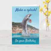 Happy Birthday Dolphin Make a Splah Karte (Gelbe Blume)