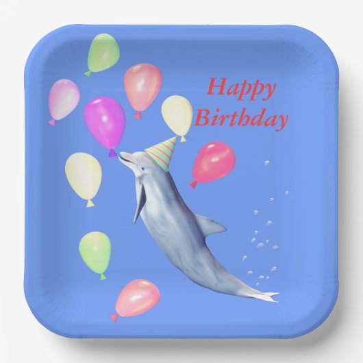 Happy Birthday Dolphin Pappteller (Vorderseite)