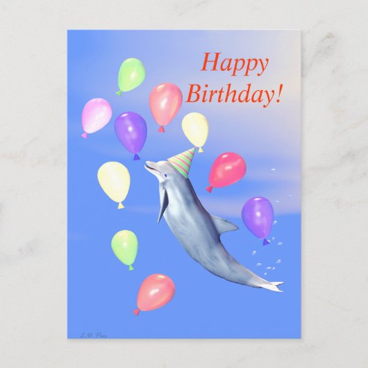 Happy Birthday Dolphin Postkarte (Vorderseite)