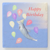 Happy Birthday Dolphin Steinuntersetzer (Vorderseite)