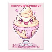 Happy Birthday Dondurma Ice-Creme Kawaii Cartoon Fotodruck (Vorne)