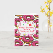 Happy Birthday Donuts Sprinkles Cherry oben Karte (Gelbe Blume)