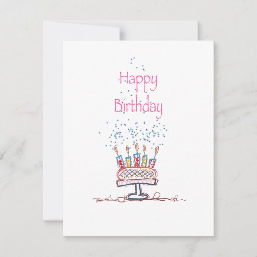 Happy Birthday Doodle Cake Card (Vorderseite)