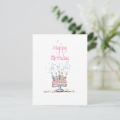 Happy Birthday Doodle Cake Card (Stehend Vorderseite)