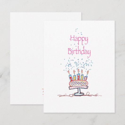 Happy Birthday Doodle Cake Card (Vorne/Hinten)
