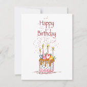 Happy Birthday Doodle Cake Card (Vorderseite)