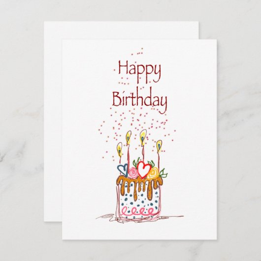 Happy Birthday Doodle Cake Card (Vorne/Hinten)