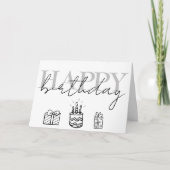 Happy Birthday Doodles Simple Card Karte (Vorderseite)