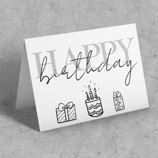 Happy Birthday Doodles Simple Card Karte