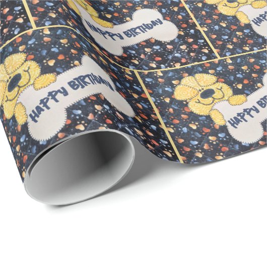 Happy Birthday Dot Bone Geschenkpapier (Rolleneckpunkt)