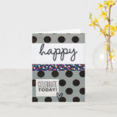 Happy Birthday Dots Faltet 4x5 Karte (Gelbe Blume)