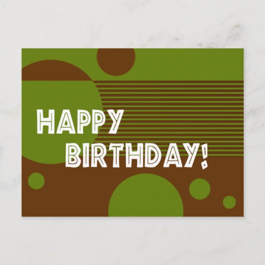Happy Birthday Dotty Lines Postcard (oliv/braun) Postkarte