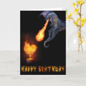 Happy Birthday Dragon Lover Feuer Herz Karte (Gelbe Blume)