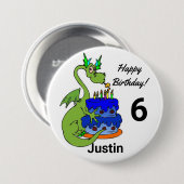 Happy Birthday Dragon Personalize Name Age Button (Vorne & Hinten)
