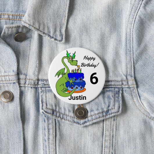 Happy Birthday Dragon Personalize Name Age Button (Beispiel)