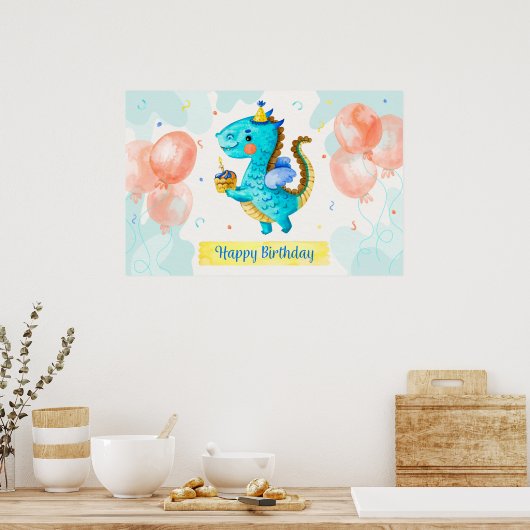 Happy Birthday Dragon Poster (Küche)