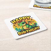 Happy Birthday Dragon Rechteckiger Pappuntersetzer (angewinkelt)