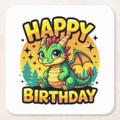 Happy Birthday Dragon Rechteckiger Pappuntersetzer (Vorderseite)