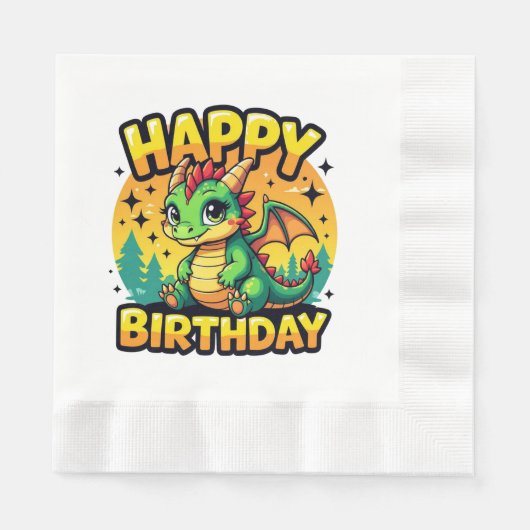 Happy Birthday Dragon Serviette (Vorderseite)