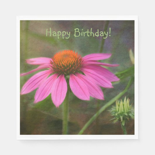 Happy Birthday Dreamy ConeFlower Serviette (Vorderseite)