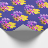 Happy Birthday drei Blume Blumenmuster Geschenkpapier (Ecke)