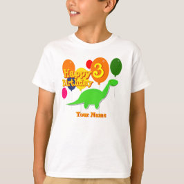 Happy Birthday Drei Jahre Balloon Dinosaur Shirt