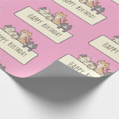 Happy Birthday drei Niedlichen Katzen Umschlag Pap Geschenkpapier (Ecke)