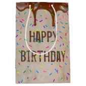 Happy Birthday Dripping Chocolate Icing Mittlere Geschenktüte (Vorderseite)