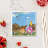 Happy Birthday Dschungel Tiere mit Hütten Serviette (Beispiel)