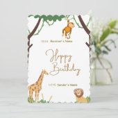 Happy Birthday Dschungeltiere Feiertagskarte (Stehend Vorderseite)