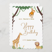 Happy Birthday Dschungeltiere Feiertagskarte (Vorne/Hinten)