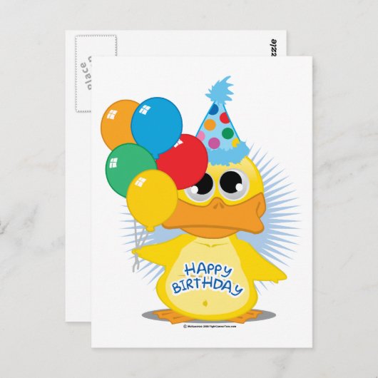 Happy Birthday Duck Postkarte (Vorne/Hinten)