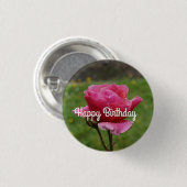 Happy Birthday Duet Rose #1 Pinback Button (Vorne & Hinten)
