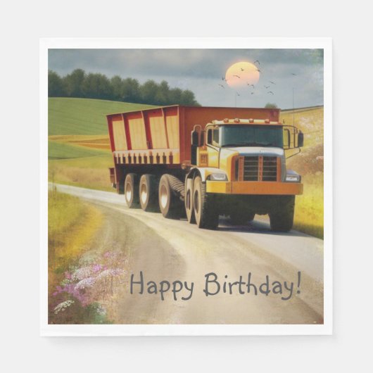 Happy Birthday Dump Truck Serviette (Vorderseite)