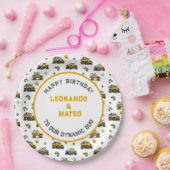 Happy Birthday Dynamic Duo Monster Truck Twin Boys Pappteller (Party)